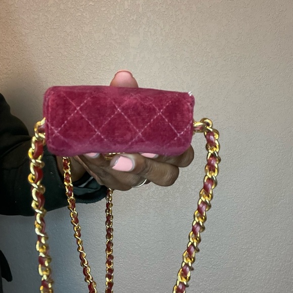 Rare Vintage Chanel Nano Velvet Flap Bag - Picture 6 of 12